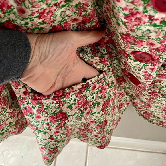 Talbots Floral Grace Fitted Cotton Blend Lined Pockets Button Rose Blazer Jacket - Picture 6 of 12